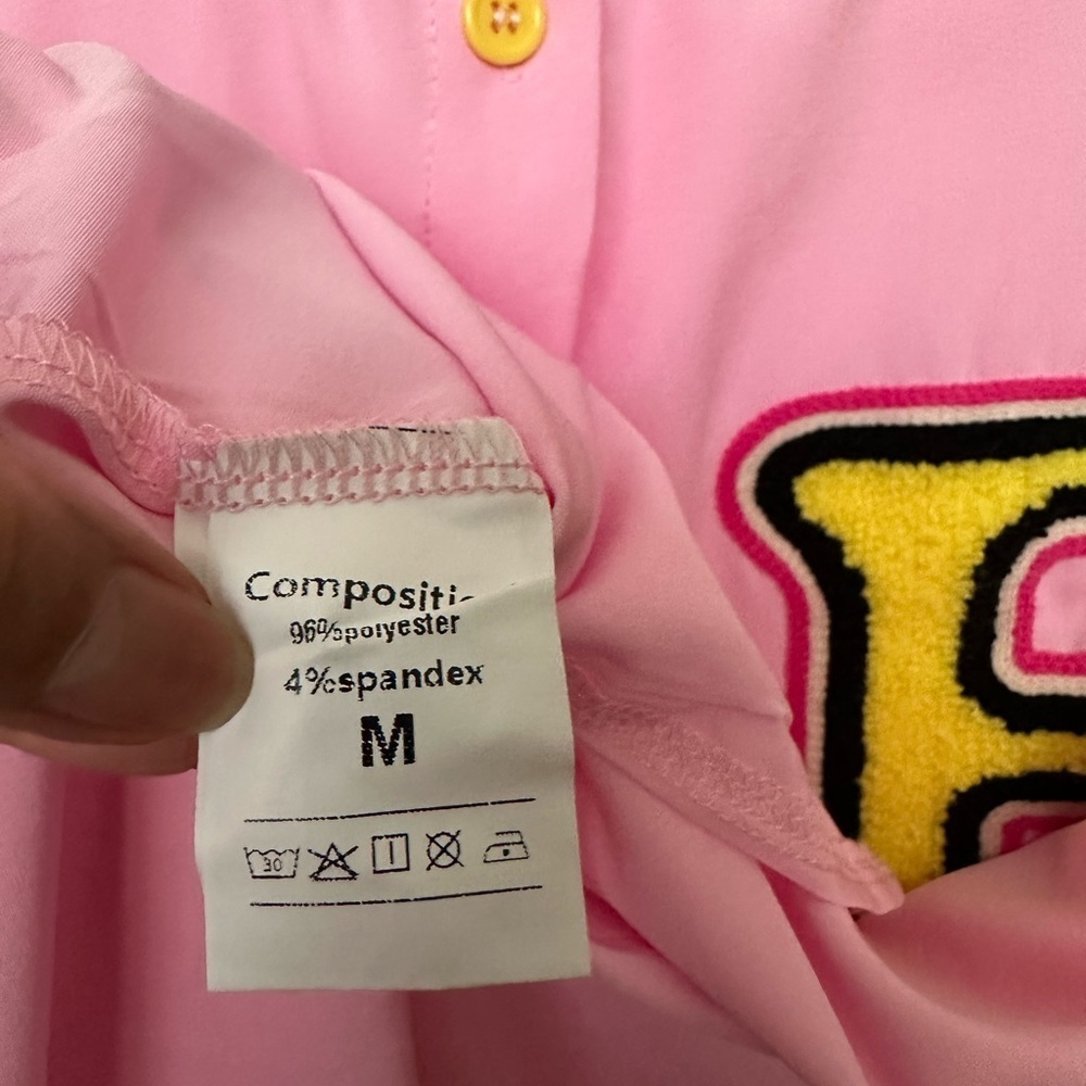Pink Long Sleeves Initial “F” Costume Casual Summer Medium Top BNWOT - Picture 4 of 5